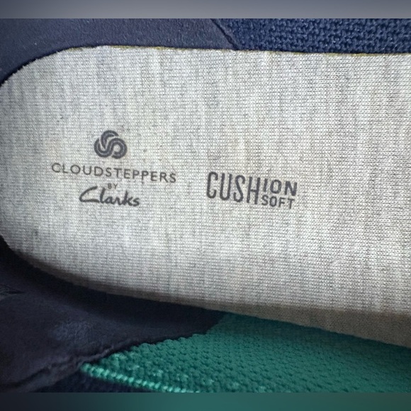 Women's Clarks Cloudsteppers Carly Wish Ballet Flats Navy/Green Size 10M - Picture 4 of 7